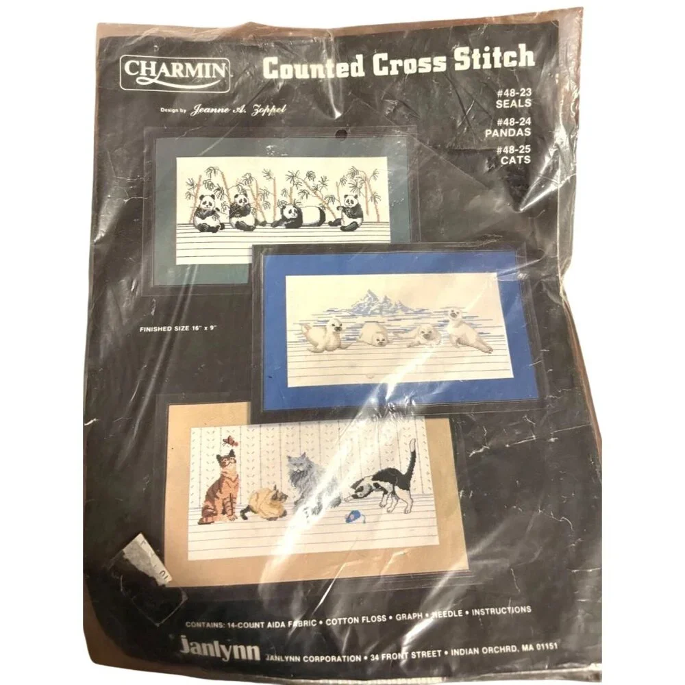 Vintage Janlynn Charmin Counted Cross Stitch Kit SEALS Iceberg Pattern 9
